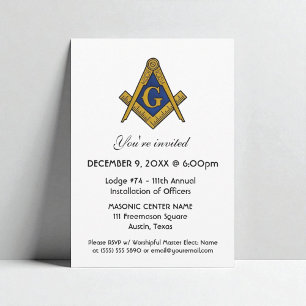 Invitation Freemason Masonry Carré et Compass Masonic