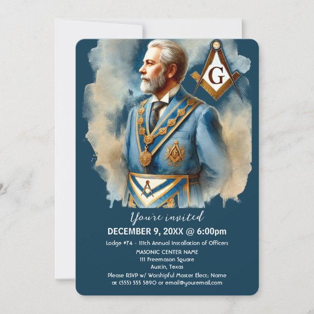 Invitation Freemason Masonry Carré et Compass Masonic (Devant)