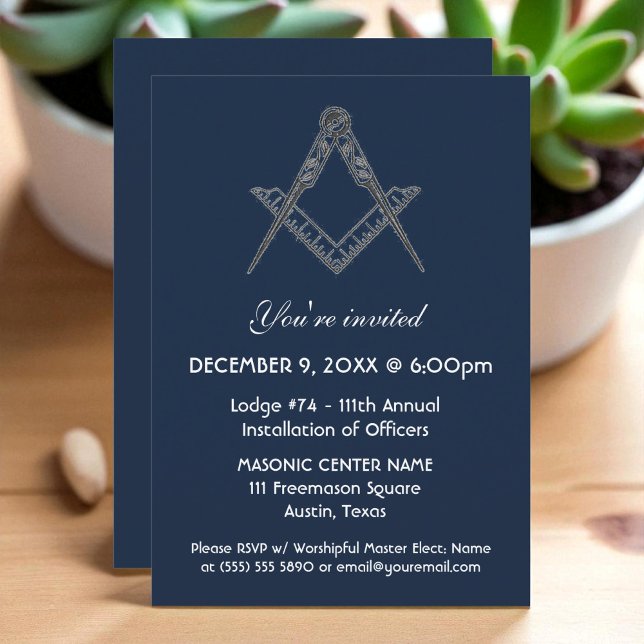 Invitation Freemason Masonry Marine Bleu (Créateur téléchargé)