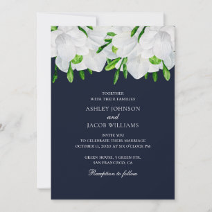 Invitation Freesia. Fleurs blanches. Mariage floral du jardin