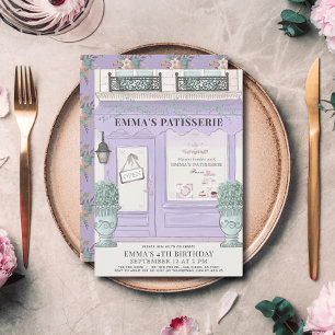 Invitation French Bakery Paris Lavender Girl Anniversaire