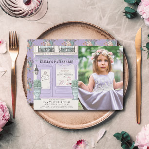 Invitation French Bakery Paris Lavender Girl Birthday Photo