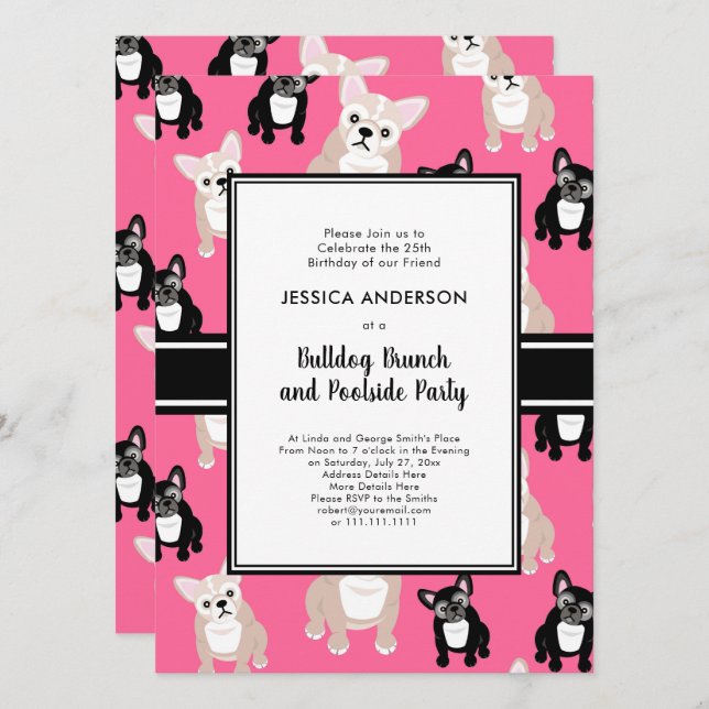 Invitation French Bulldog 25e anniversaire amusant (Devant / Derrière)