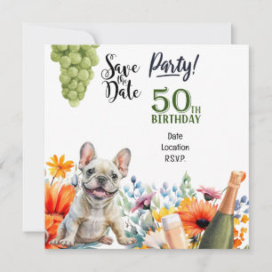 Invitation French Bulldog 50e fête d'anniversaire