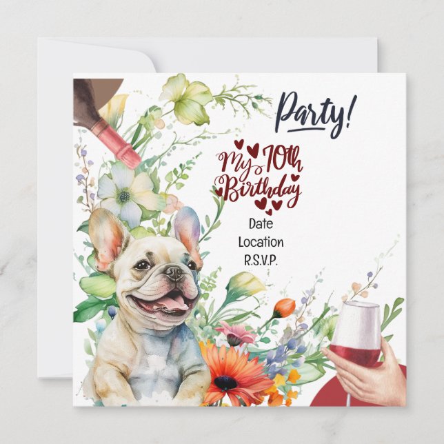 Invitation French Bulldog 70e fête d'anniversaire (Devant)