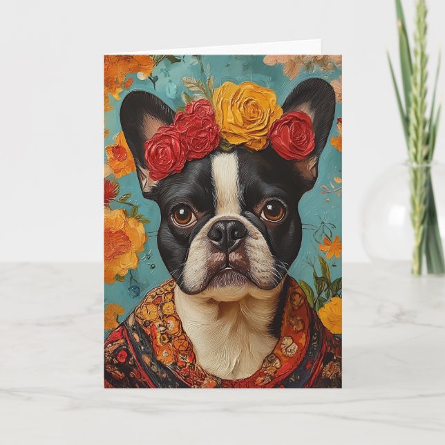 Invitation French Bulldog comme Frida Kahlo (Devant)