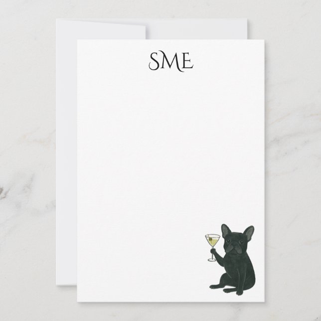 Invitation French Bulldog Dirty Martini Monogram Stationery (Devant)