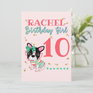 Invitation French Bulldog Frenchie Birthday Girl 