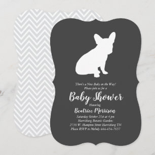 Invitation French Bulldog Theme Party - Baby shower neutre