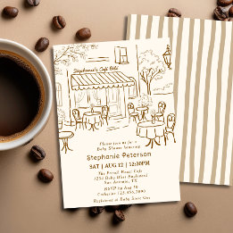 Invitation French Coffee Shop Themed Cafe Bebe Baby Shower
