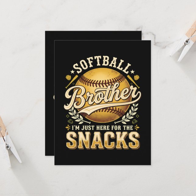 Invitation Frère de softball drôle Snacks Sports (Devant/Arrière en situation)