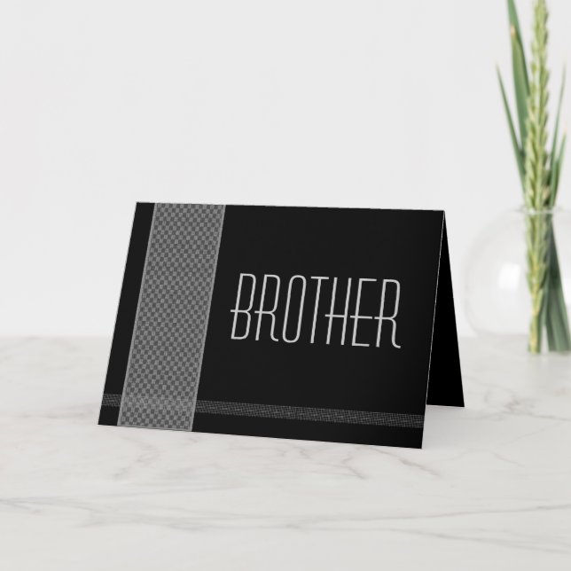 Invitation FRÈRE - Meilleur Homme - Vérifications Noir et Arg (Devant)