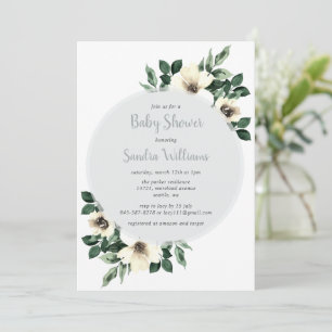 Invitation Fresh Anemone baby shower invitation_gray