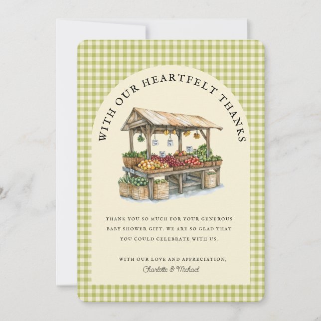 Invitation Fresh Off the Market Bridal Shower Thank You Card  (Devant)