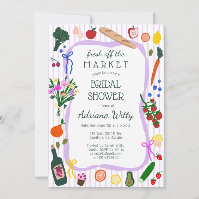 Invitation FRESH OFF THE MARKET Cute Custom Bridal Shower (Devant)