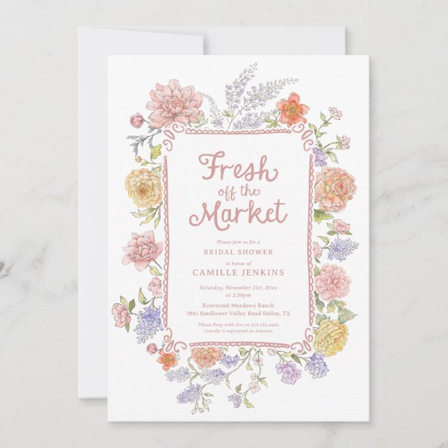 Invitation Fresh Off the Market Floral Bridal Shower (Devant)