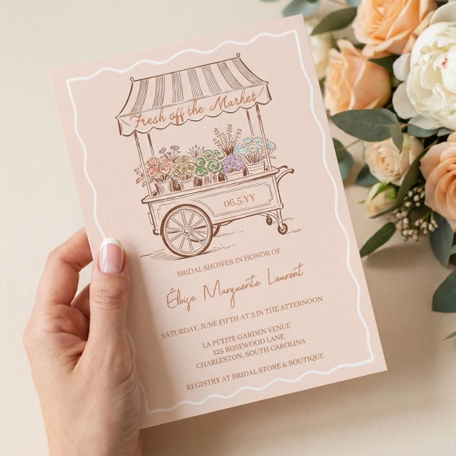 Invitation Fresh Off The Market Floral Cart Bridal Shower (Fresh Off The Market Floral Cart Bridal Shower Invitation)