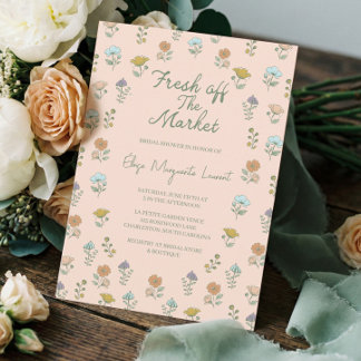 Invitation Fresh Off The Market Sketch Floral Bridal Shower