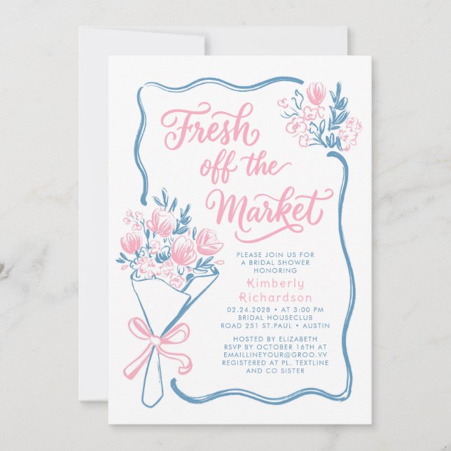 Invitation Fresh Off The Market Whimsical Bridal Shower (Devant)