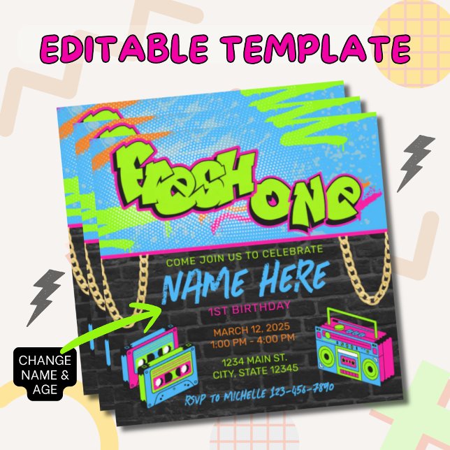 Invitation Fresh One 1er Anniversaire | Anniversaire sur le t (Créateur téléchargé)
