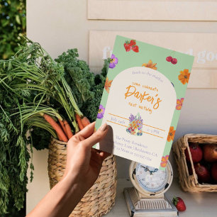 Invitation Fresh to the Market First Birthday Theme - Floral