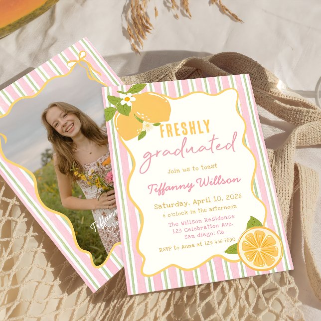 Invitation Freshly Graduated Lemon Graduation Party (Créateur téléchargé)