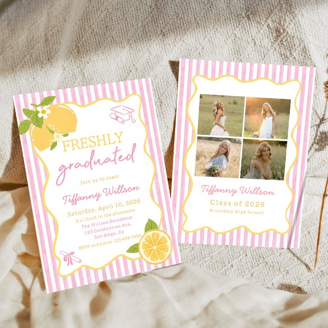 Invitation Freshly Graduated Lemon Graduation Party (Créateur téléchargé)