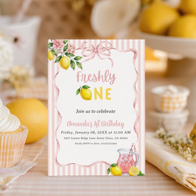 Invitation Freshly One Sweet Lemonade Premier Anniversaire Ro (Créateur téléchargé)