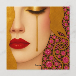 Invitation Freya's heartache golden tears in pink motif