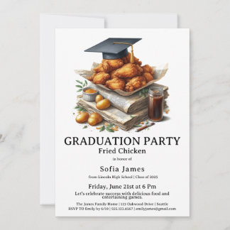 Invitation Fried Chicken Graduation Party Celebration