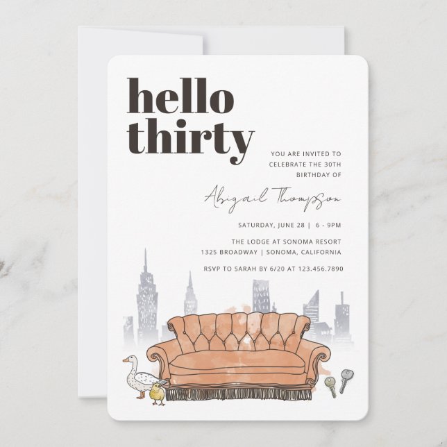 Invitation FRIENDS™ | Central Perk Aquarelle 30e Anniversaire (Devant)