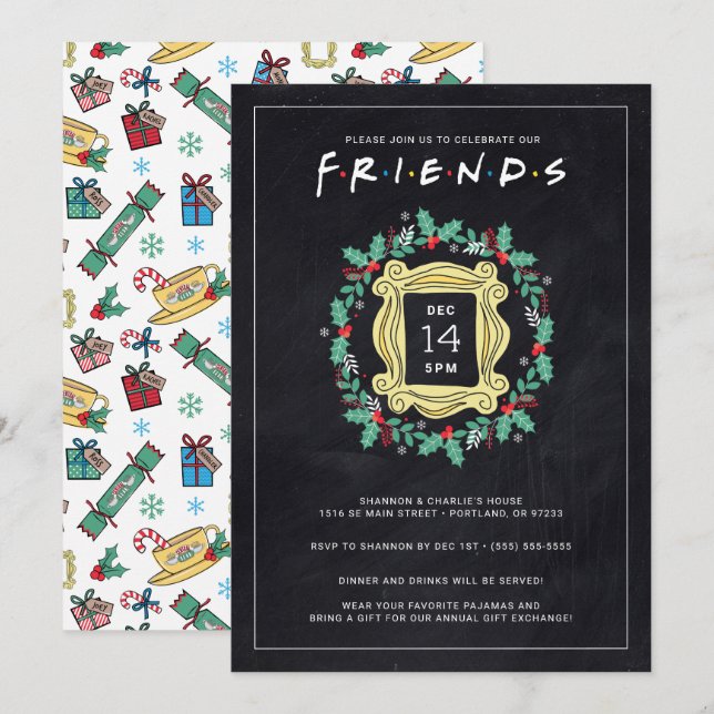 Invitation FRIENDS™ Friendsmas Fête de fin d'année (Devant / Derrière)