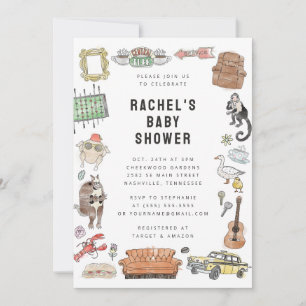 Invitation FRIENDS™ Icônes Aquarelle Baby Shower