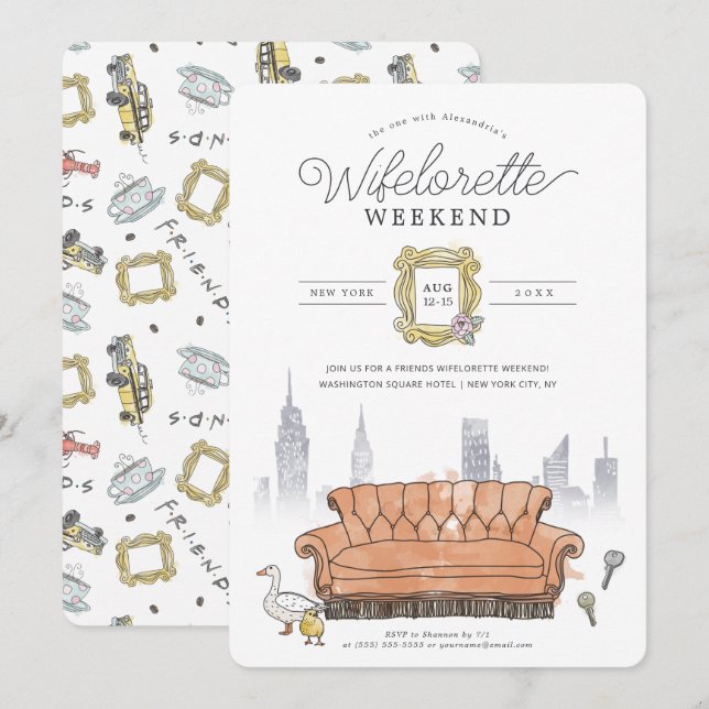 Invitation FRIENDS™ | Weekend de fête de Bachelorette aquarel (Devant / Derrière)