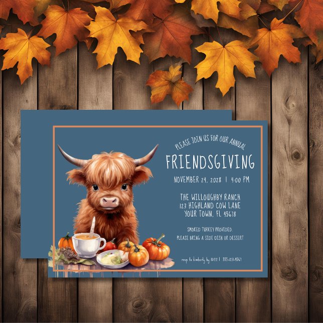 Invitation Friendsgiving à la vache des Highlands  (Créateur téléchargé)