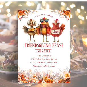Invitation Friendsgiving Action de grâce Dinde mignonne
