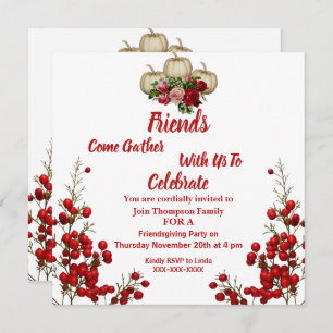 Invitation Friendsgiving Automne Automne Citrouilles Roses Be
