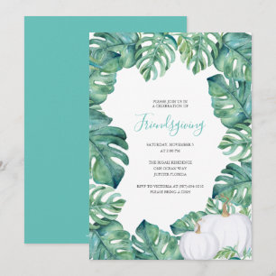 Invitation Friendsgiving aux verts tropicaux de la