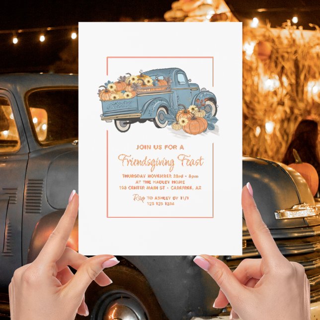 Invitation Friendsgiving camion citrouille (Créateur téléchargé)
