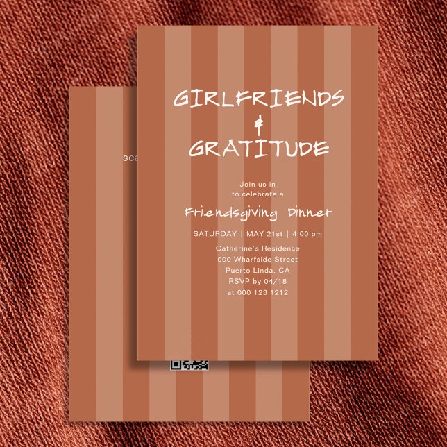 Invitation Friendsgiving Copines de Thanksgiving Orange  (Créateur téléchargé)