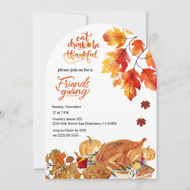Invitation Friendsgiving Dinner Thanksgiving  Fall Turkey Fun (Devant)