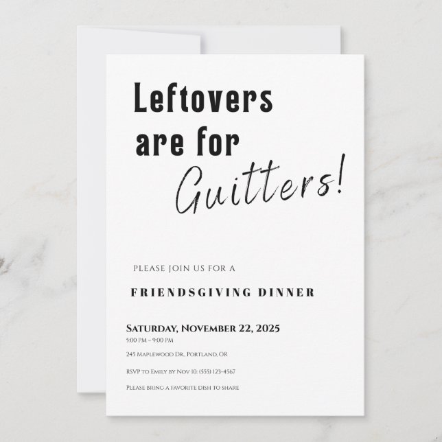 Invitation Friendsgiving • Les restes sont pour le (Devant)