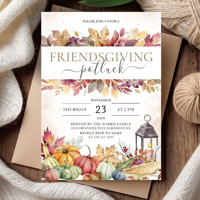 Invitation Friendsgiving Potentiellement Citrouille Rustique  (Créateur téléchargé)