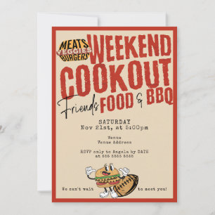 Invitation Friendsgiving Potluck BQ & Football Thanksgiving