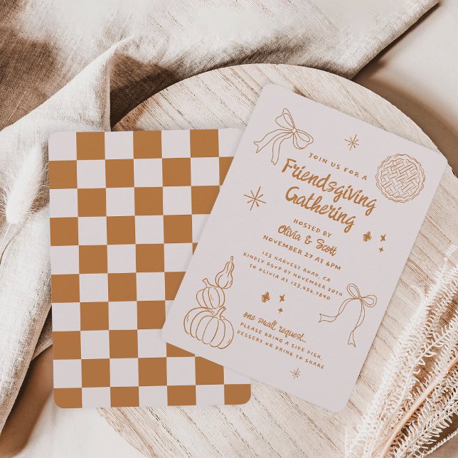 Invitation Friendsgiving rustique dessiné à la main (Créateur téléchargé)