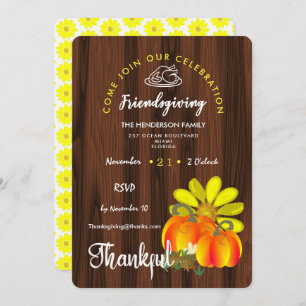 Invitation Friendsgiving Thankful Celebration Rustique