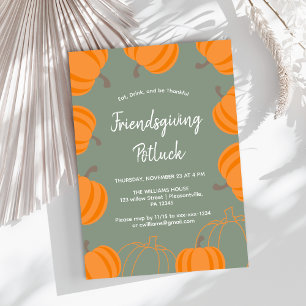 Invitation Friendsgiving Thanksgiving Potluck Fall Citrouille