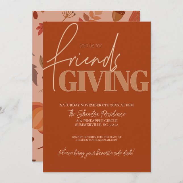 Invitation Friendsgiving Vibrations d'Automne (Devant / Derrière)