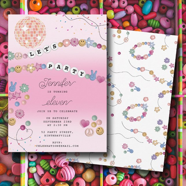 Invitation Friendship Bracelet fille bijoux fête d'anniversai (Friendship Bracelet Girl Jewelry Birthday Party Invitation)