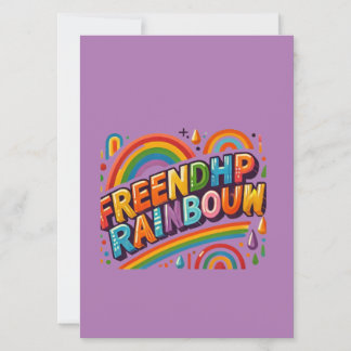 Invitation Friendship Rainbow Multi-Coloured Greeting Card De